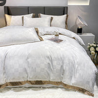 HKM-788307 Elegant Silk Cotton Sheets Set - Fitted & Quilt Covers with Pillow Cases in Various Sizes