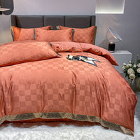 HKM-788307 Elegant Silk Cotton Sheets Set - Fitted & Quilt Covers with Pillow Cases in Various Sizes