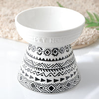 HKM-788563 Ceramic Cat Food Bowl with High Foot Protection and Oblique Mouth Design, 250ml Capacity