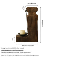 HKM-788627 Handmade Wooden Vintage Candlestick Holder - 34cm x 22cm x 11cm