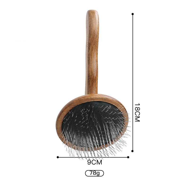 HKM-788627 Wooden Pet Comb for Cats and Dogs - Double-Sided Open Knot and Needle Comb