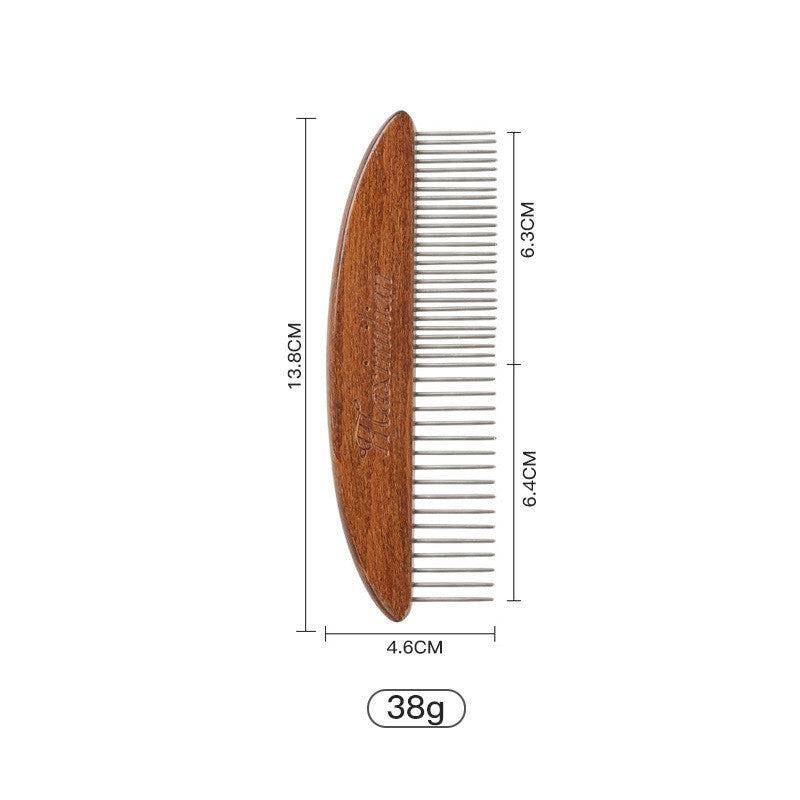 HKM-788627 Wooden Pet Comb for Cats and Dogs - Double-Sided Open Knot and Needle Comb