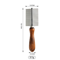 HKM-788627 Wooden Pet Comb for Cats and Dogs - Double-Sided Open Knot and Needle Comb