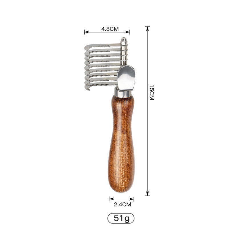 HKM-788627 Wooden Pet Comb for Cats and Dogs - Double-Sided Open Knot and Needle Comb