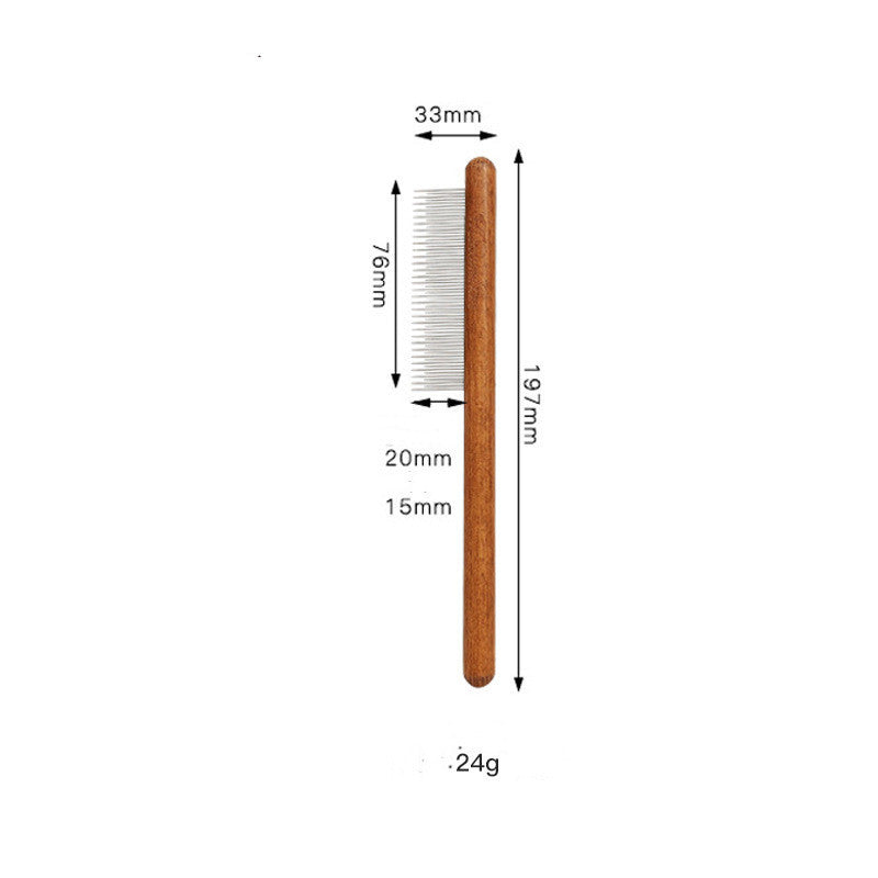 HKM-788627 Wooden Pet Comb for Cats and Dogs - Double-Sided Open Knot and Needle Comb