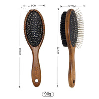 HKM-788627 Wooden Pet Comb for Cats and Dogs - Double-Sided Open Knot and Needle Comb