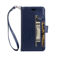 HKM-788627 Zipper Wallet Case for iPhone X, XR, XS with Card Slots and Kickstand Feature