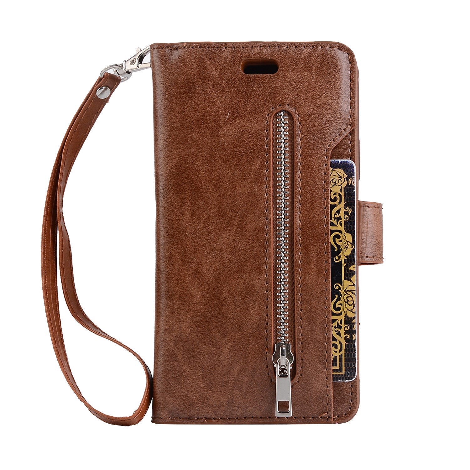 HKM-788627 Zipper Wallet Case for iPhone X, XR, XS with Card Slots and Kickstand Feature