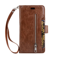 HKM-788627 Zipper Wallet Case for iPhone X, XR, XS with Card Slots and Kickstand Feature