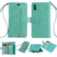 HKM-788627 Zipper Wallet Case for iPhone X, XR, XS with Card Slots and Kickstand Feature