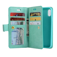 HKM-788627 Zipper Wallet Case for iPhone X, XR, XS with Card Slots and Kickstand Feature