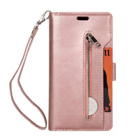 HKM-788627 Zipper Wallet Case for iPhone X, XR, XS with Card Slots and Kickstand Feature