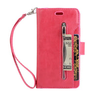 HKM-788627 Zipper Wallet Case for iPhone X, XR, XS with Card Slots and Kickstand Feature