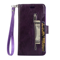 HKM-788627 Zipper Wallet Case for iPhone X, XR, XS with Card Slots and Kickstand Feature