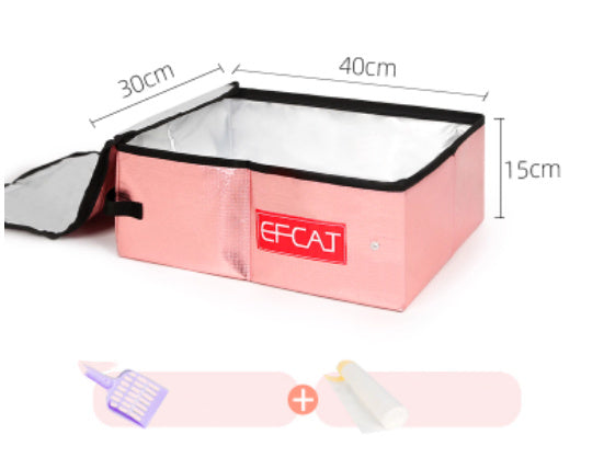 HKM-788691 Foldable Enclosed Travel Litter Box with Shovel and Bags - Compact Cat Litter Solution