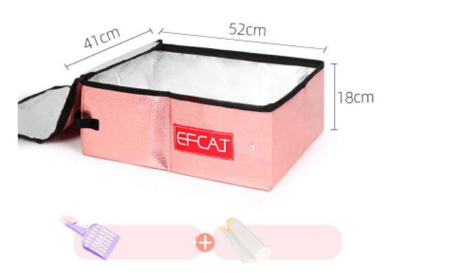 HKM-788691 Foldable Enclosed Travel Litter Box with Shovel and Bags - Compact Cat Litter Solution