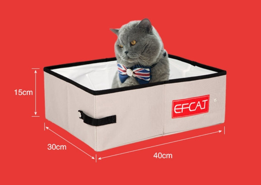 HKM-788691 Foldable Enclosed Travel Litter Box with Shovel and Bags - Compact Cat Litter Solution