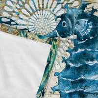 HKM-788691 Plush Digital Printing Blanket in Blue, White, and Green - Available in Multiple Sizes