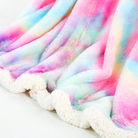 HKM-788691 Rainbow Tie Dye Double Layer Polyester Blanket - Soft, Durable, and Easy to Care for 130x160cm and 160x200cm Options
