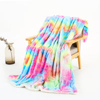 HKM-788691 Rainbow Tie Dye Double Layer Polyester Blanket - Soft, Durable, and Easy to Care for 130x160cm and 160x200cm Options