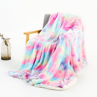 HKM-788691 Rainbow Tie Dye Double Layer Polyester Blanket - Soft, Durable, and Easy to Care for 130x160cm and 160x200cm Options
