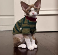 HKM-789011 Cute Green Striped Two-Legged Vest for Pets - Durable and Breathable, Perfect for Autumn Casual Wear