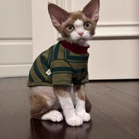 HKM-789011 Cute Green Striped Two-Legged Vest for Pets - Durable and Breathable, Perfect for Autumn Casual Wear
