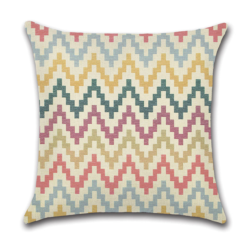 HKM-789075 Linen Geometric Abstract Lattice Cushion Cover - Modern 45x45cm Pillow Case