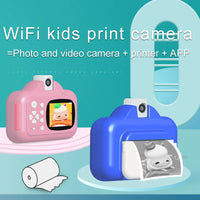 HKM-789267 Mini Instant Print Digital Video Selfie Camera for Kids - 1080P, 180° Wide Angle, 2.4" Screen, Recording Function