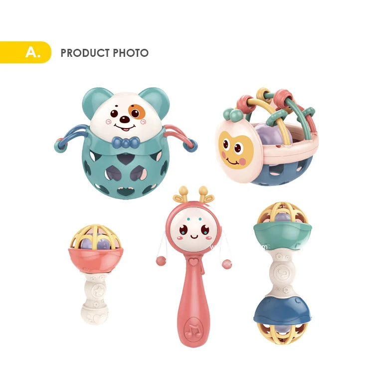HKM-789331 Musical Baby Rattle Toy Set - Silicone and Plastic for Newborns and Toddlers