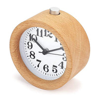 HKM-789395 Solid Beech Wood Bedside Alarm Clock with Silent Snooze Feature, 4-Inch Design