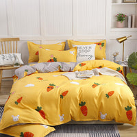 HKM-789523 Cotton Four-Piece Quilt Cover Set with Pillowcases and Bed Sheet, Modern Minimalist Design