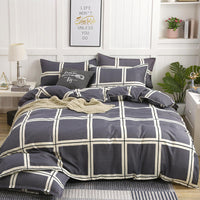 HKM-789523 Cotton Four-Piece Quilt Cover Set with Pillowcases and Bed Sheet, Modern Minimalist Design
