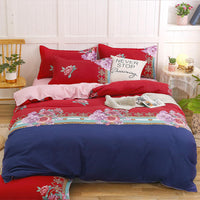 HKM-789523 Cotton Four-Piece Quilt Cover Set with Pillowcases and Bed Sheet, Modern Minimalist Design