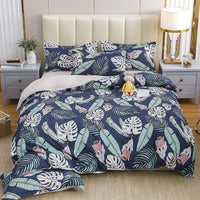 HKM-789523 Cotton Four-Piece Quilt Cover Set with Pillowcases and Bed Sheet, Modern Minimalist Design