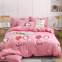 HKM-789523 Cotton Four-Piece Quilt Cover Set with Pillowcases and Bed Sheet, Modern Minimalist Design