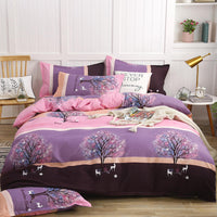 HKM-789523 Cotton Four-Piece Quilt Cover Set with Pillowcases and Bed Sheet, Modern Minimalist Design