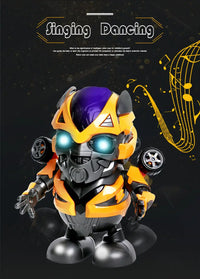 HKM-789523 Dancing Robot Toy with Light and Music for Kids, Interactive Educational Action Figure in Yellow Bee Design