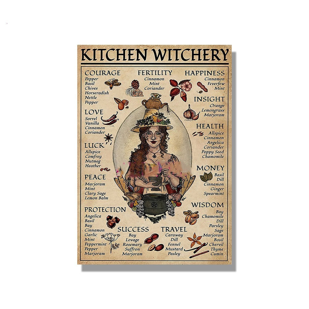 HKM-789523 Nordic-Inspired Witchcraft Canvas Wall Art - Decorative Painting Without Frame