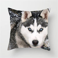 HKM-789587 3D Fluorescent Wolf Polyester Pillowcase - Animal Pattern, 45x45cm, Peach Skin Fabric