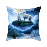 HKM-789587 3D Fluorescent Wolf Polyester Pillowcase - Animal Pattern, 45x45cm, Peach Skin Fabric