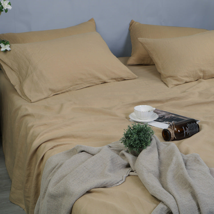 HKM-789843 Pure Linen Bed Sheet - Antibacterial, Sweat-Absorbing, Multiple Sizes Available