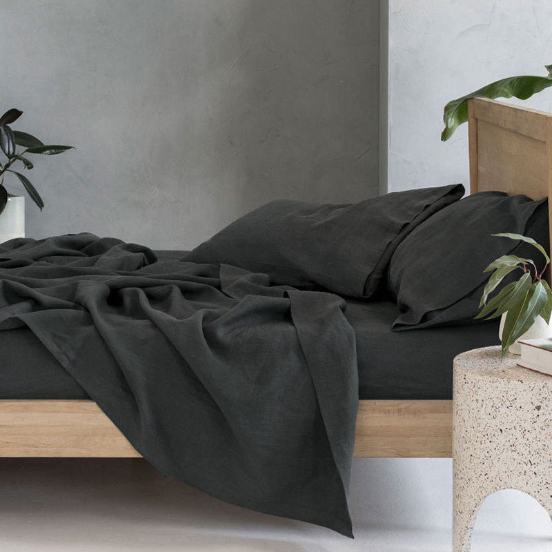 HKM-789843 Pure Linen Bed Sheet - Antibacterial, Sweat-Absorbing, Multiple Sizes Available