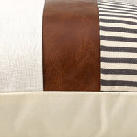 HKM-789907 PU Leather and Canvas Stripe Pillowcase for Sofa and Car - 45x45 cm, Multiple Color Options