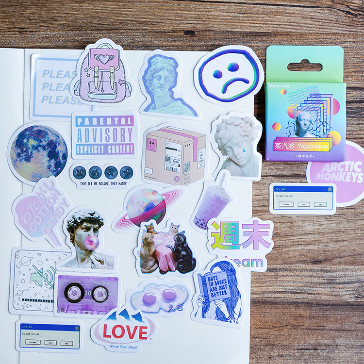 HKM-789971 Coated Paper Sticker Sheet Set - 46 Assorted Designs