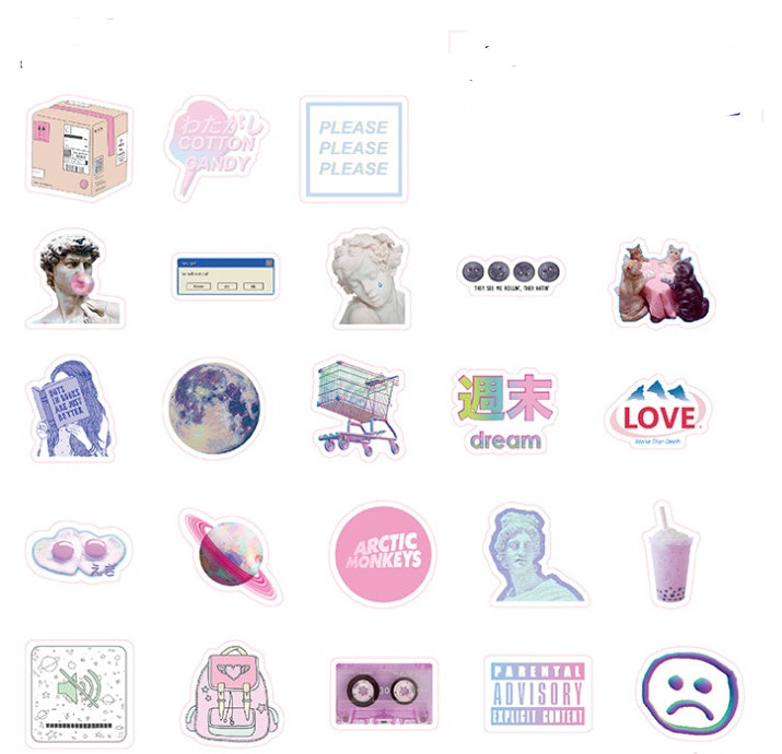 HKM-789971 Coated Paper Sticker Sheet Set - 46 Assorted Designs