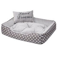 HKM-789971 Four Seasons Small Dog Bed with Matching Pillow in Polka Dot Print - Available in Rose Red, Lake Blue, Pink, and Gray
