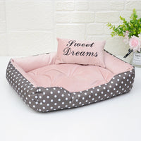 HKM-789971 Four Seasons Small Dog Bed with Matching Pillow in Polka Dot Print - Available in Rose Red, Lake Blue, Pink, and Gray
