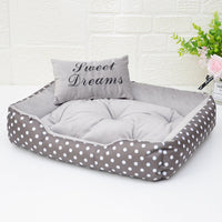 HKM-789971 Four Seasons Small Dog Bed with Matching Pillow in Polka Dot Print - Available in Rose Red, Lake Blue, Pink, and Gray