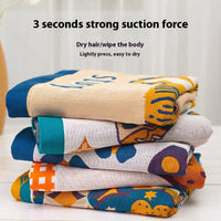 HKM-790099 Four-Layer Cotton Gauze Bath Towel - Soft, Quick-Drying, and Water-Absorbing - Available in Blue Bear or Leap Secret Rabbit Design (160 x 80 cm)